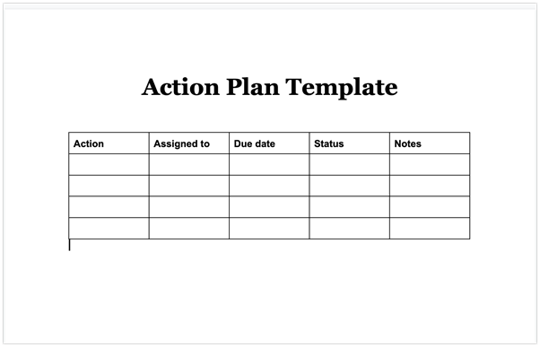 Word Document Action Plan Template Word