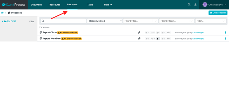 Click on "Processes"