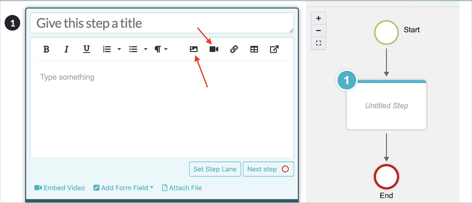 Embed images and videos or add a link to the step