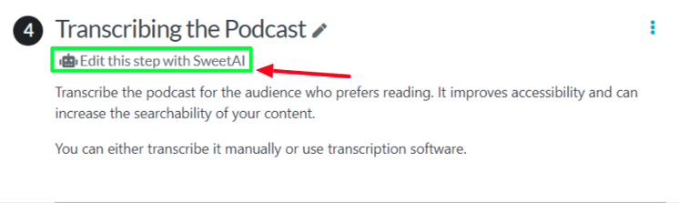 steps in the procedure for “Transcribing the Podcast.”