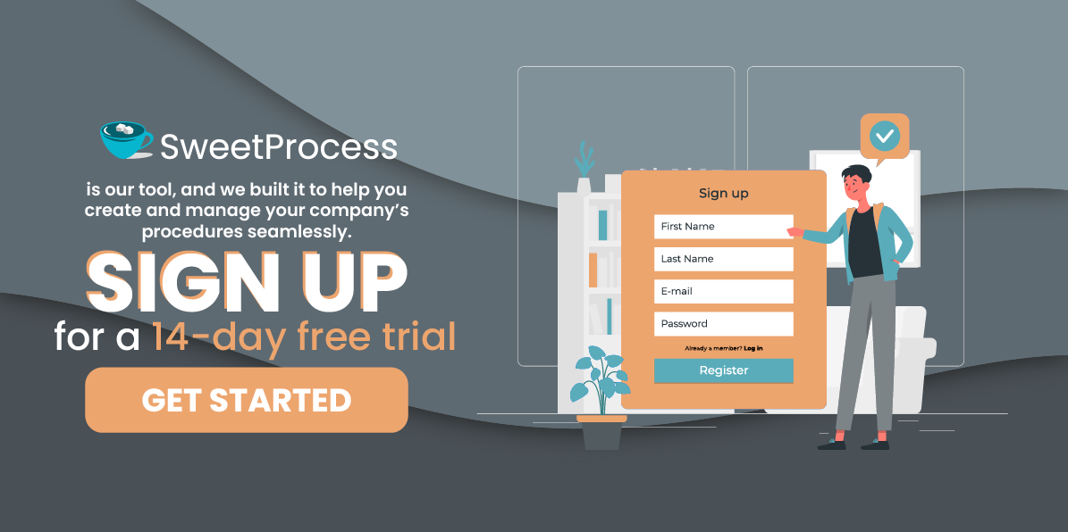 Sign up for a 14 day free trial of SweetProcess