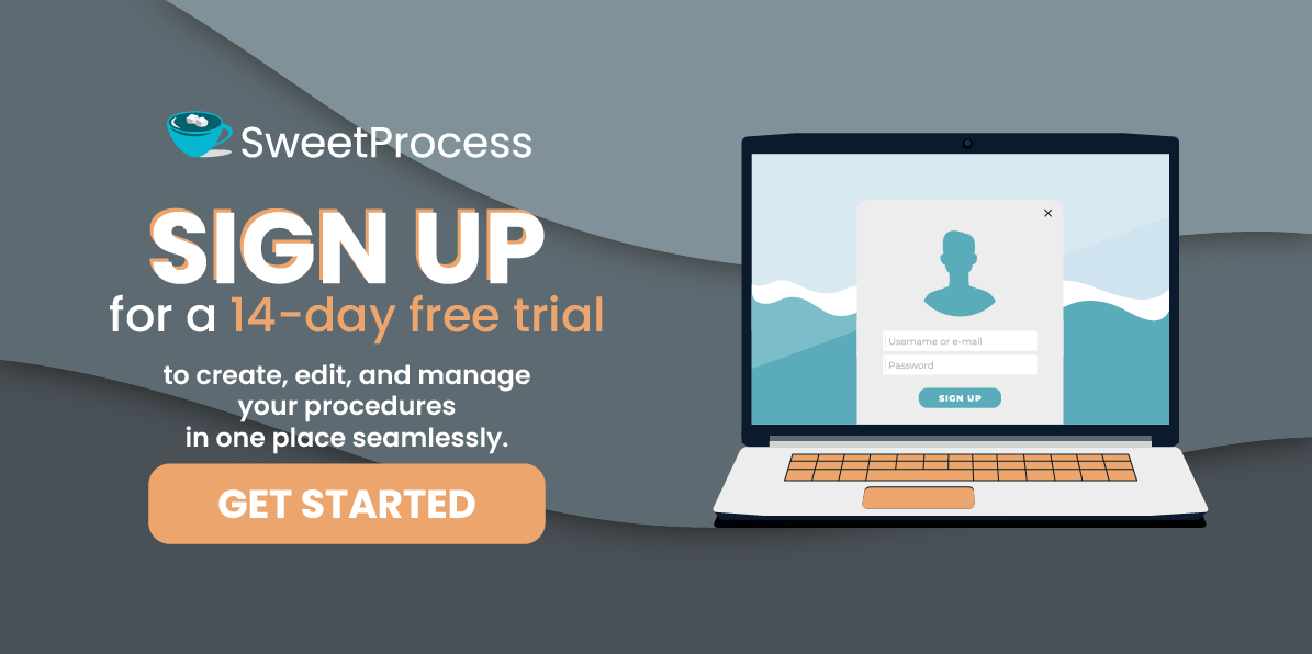 Sign up for a 14 day free trial of SweetProcess