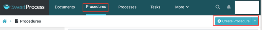 1. Sign up and log in to your SweetProcess dashboard and select the “Procedures” tab on the main dashboard.