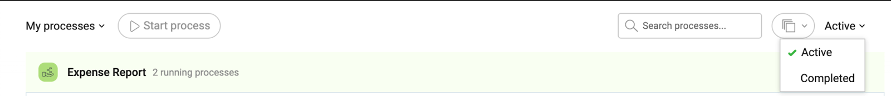 Users can only search for the processes they need using the title or by checking if the process is active or completed.