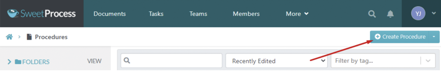 click the “Create Procedure” button at the top right