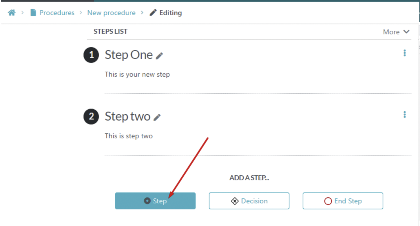 Click the “Add a Step” button to add a new step.