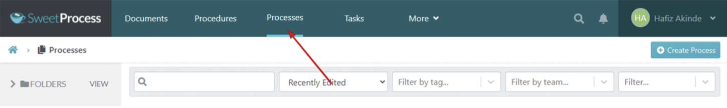 Click on “Processes” on the top navigation bar.