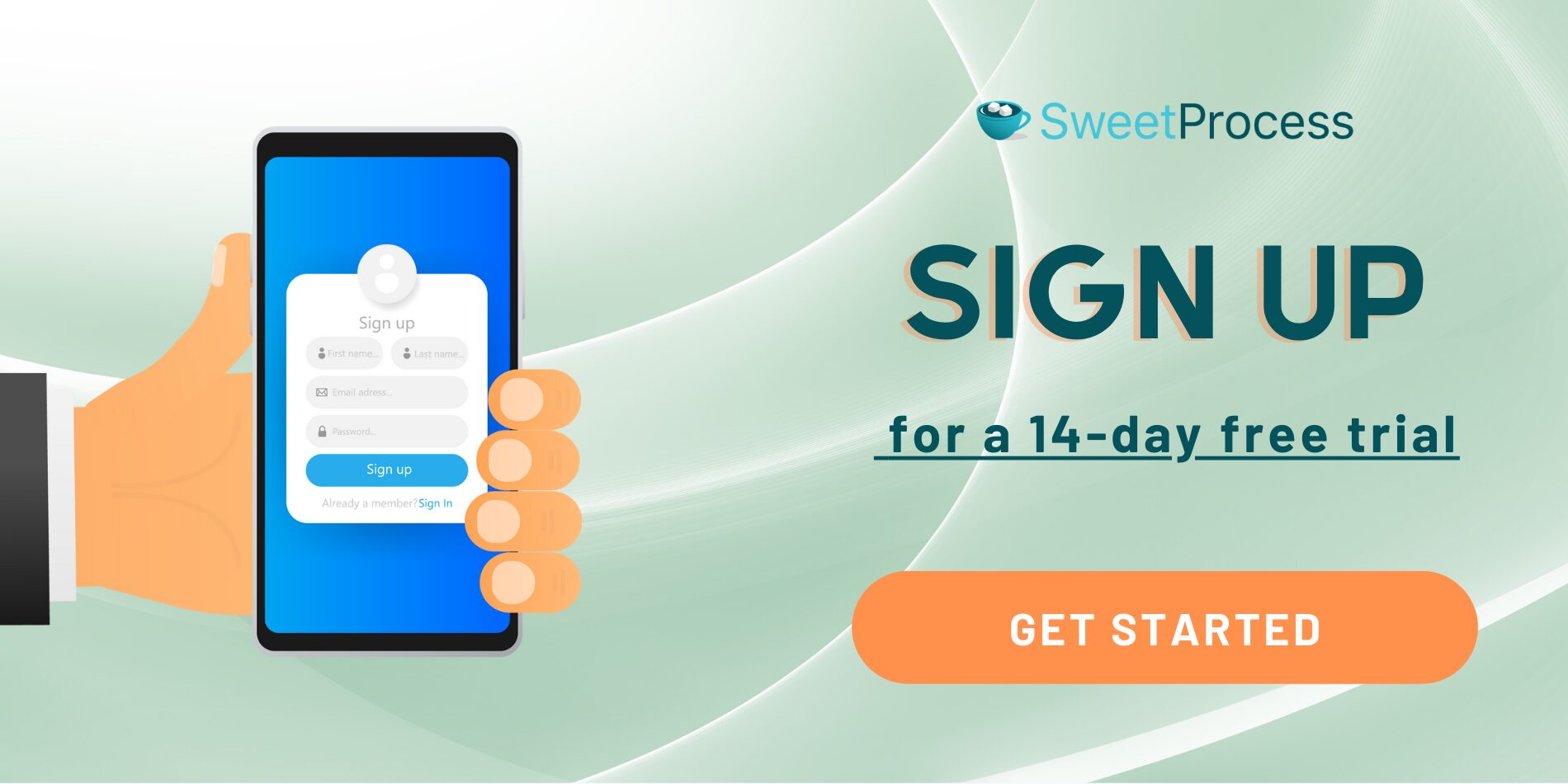 Sign up for a 14-day free trial of SweetProcess