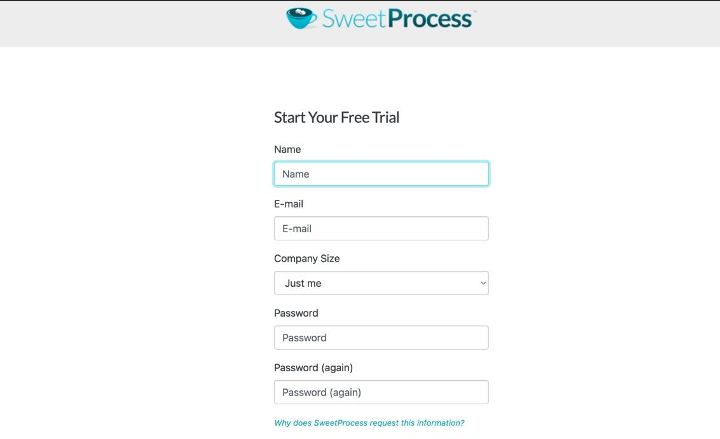 SweetProcess signup