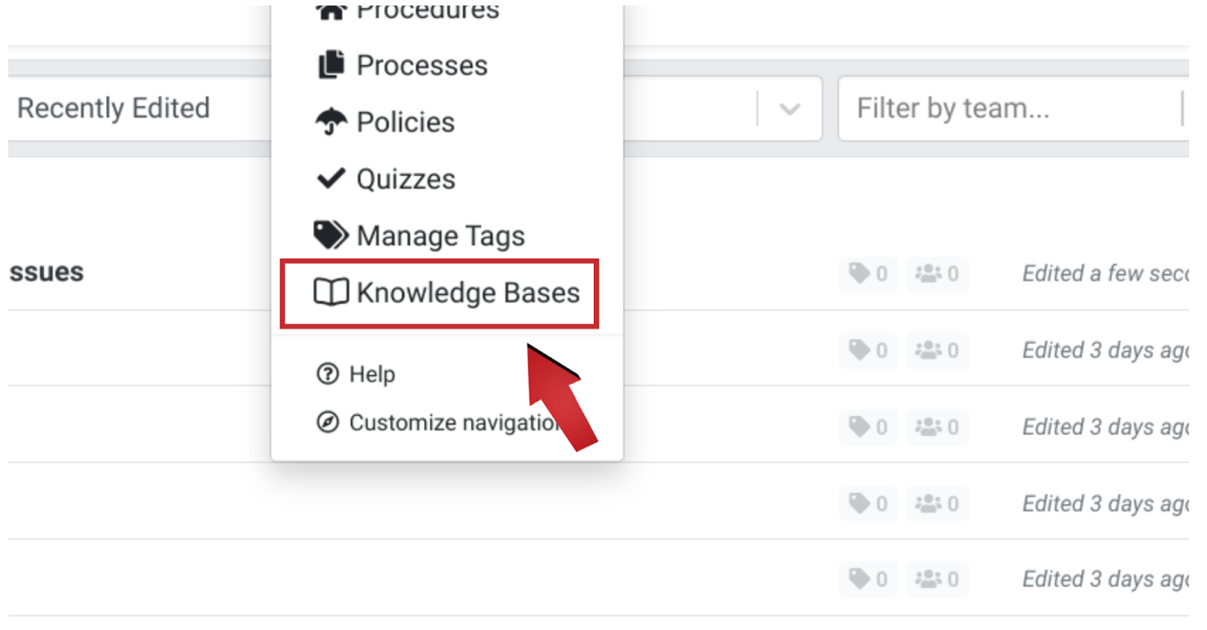 Access the Knowledge Base Section