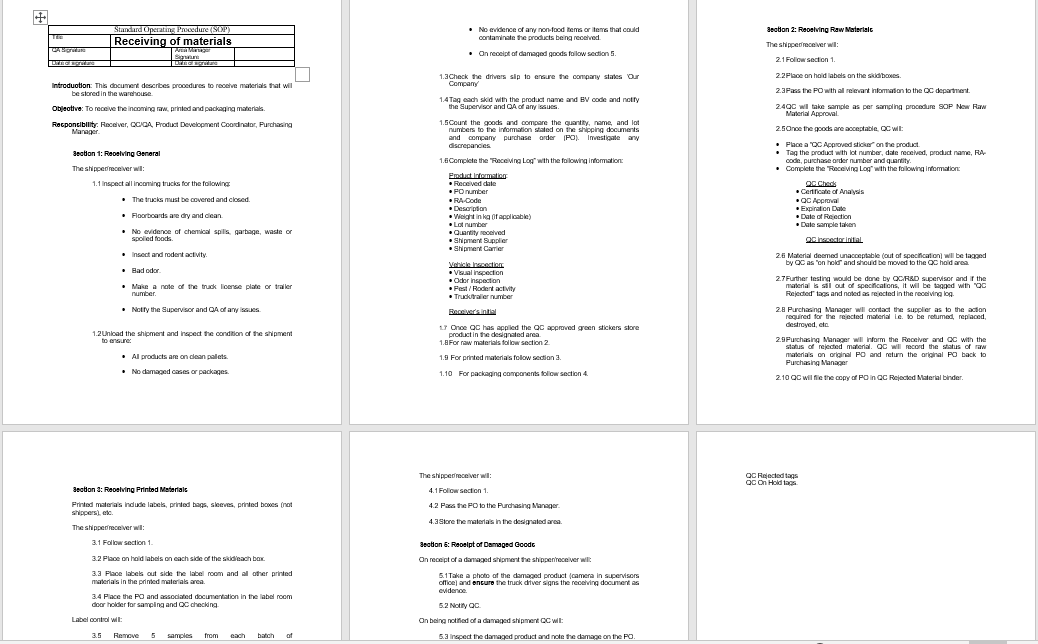 2) Warehouse SOP Template