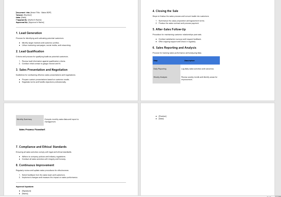 3) Sales SOP Template  