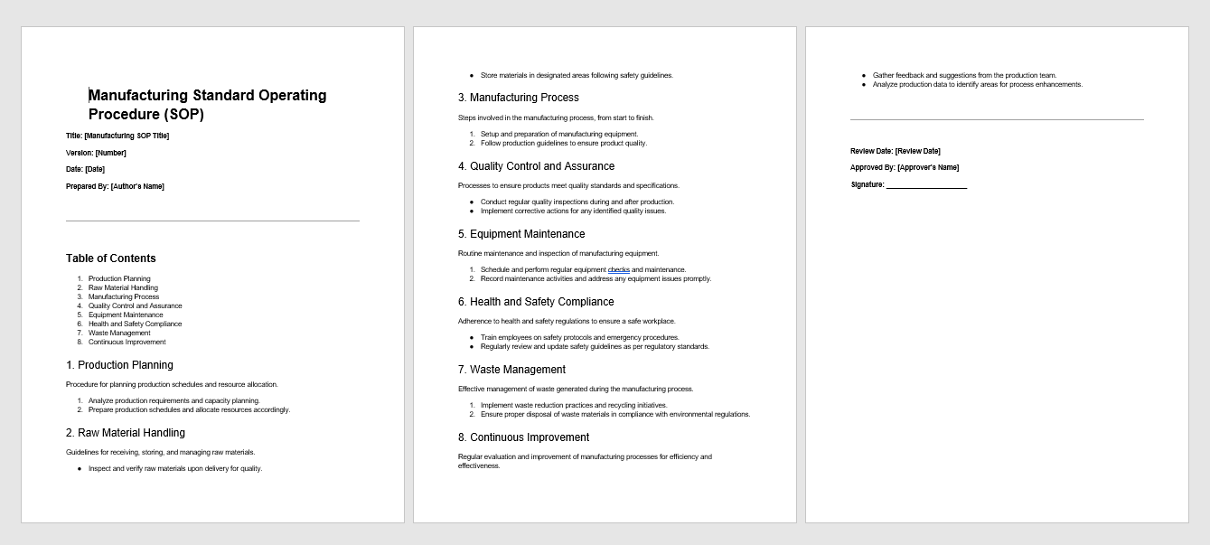 5) Manufacturing SOP Template 