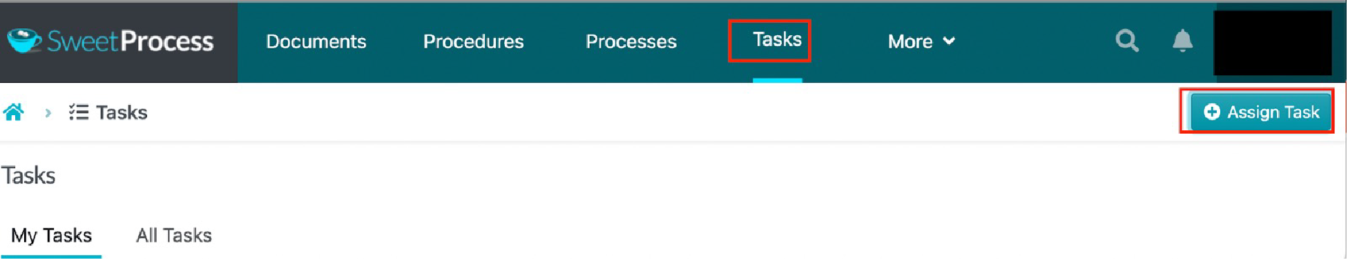 Click on the “Tasks” button.