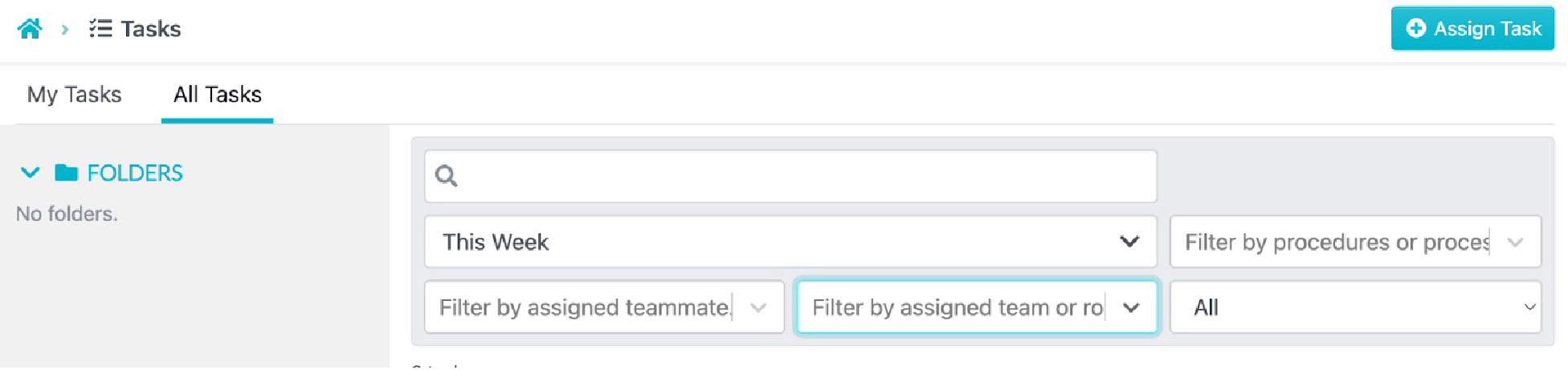 click “All Tasks” and search using the available filters.