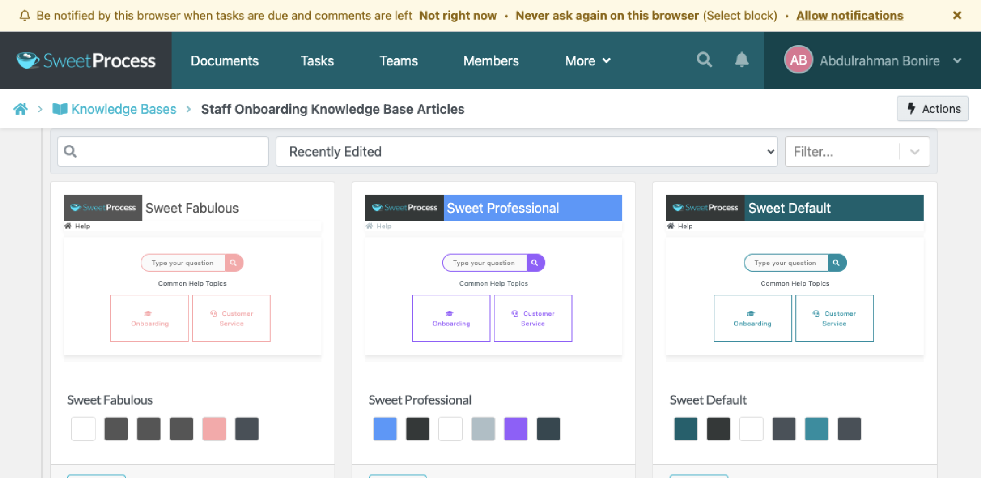 select your theme of choice and control the access to your knowledge base by setting it public