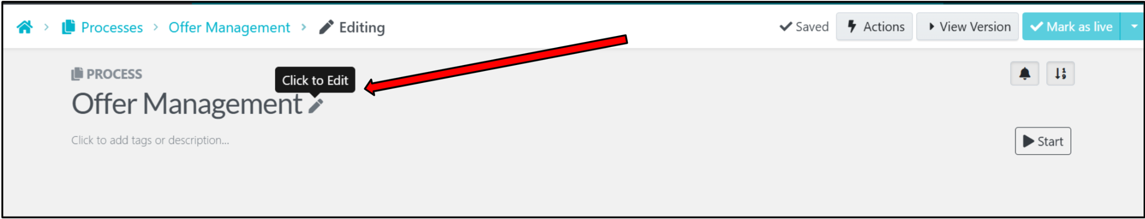 Click the process title you created to start adding these details