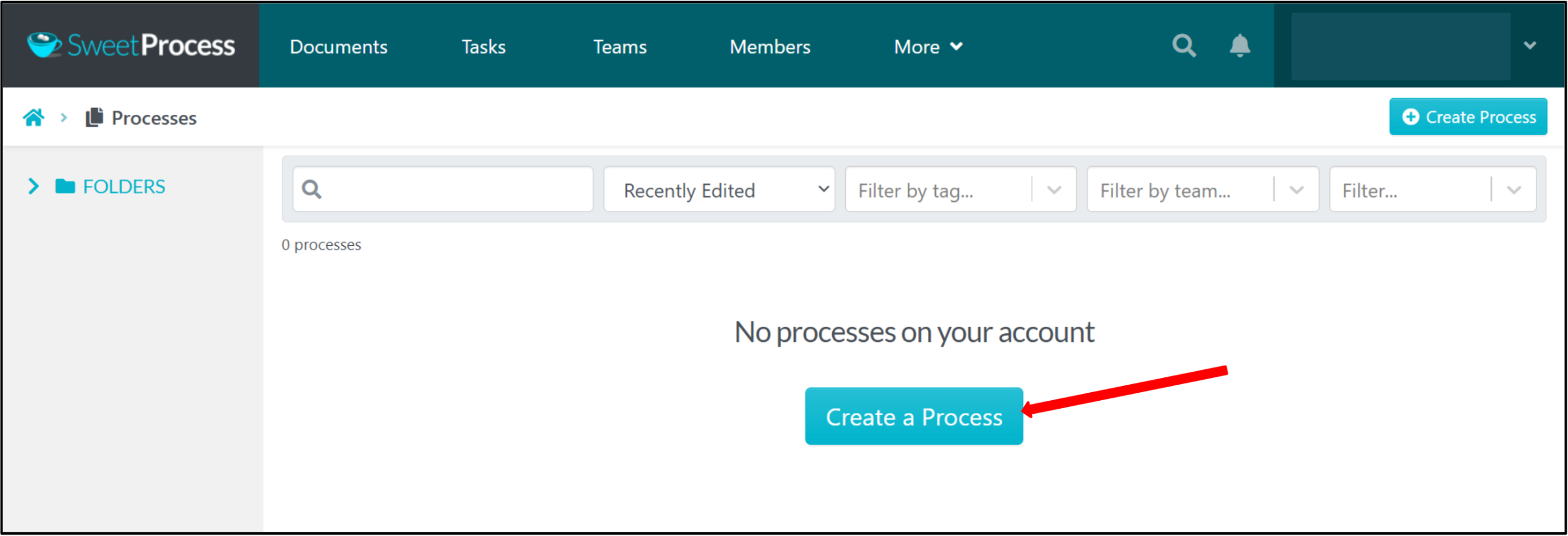 Click "Create a Process" to start a new process