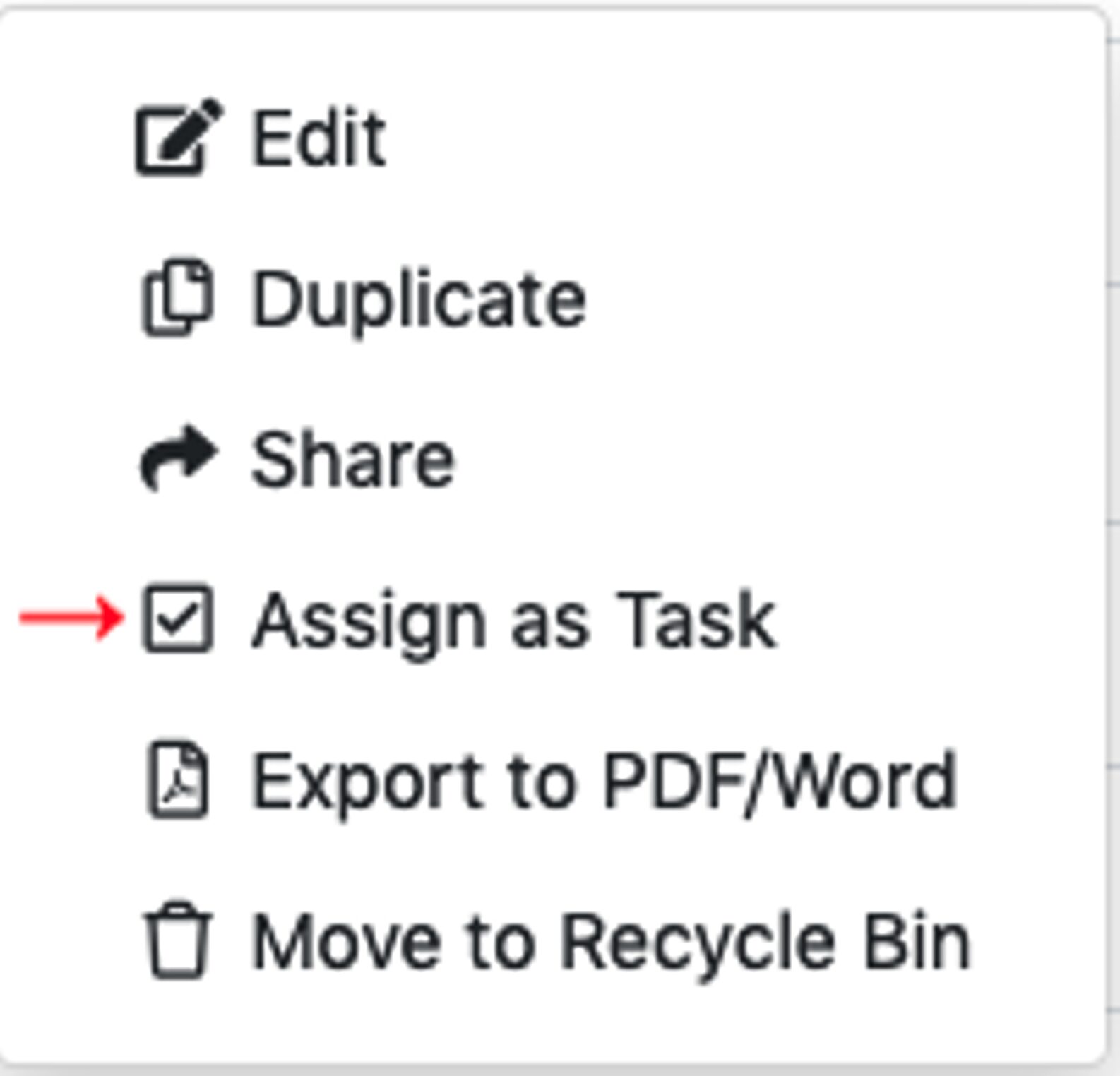 “Assign as Task” option