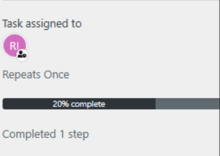 6) If it’s a procedure, for example, as they execute the task and check the boxes, the progress shows in percentage, 100% being a completed task.