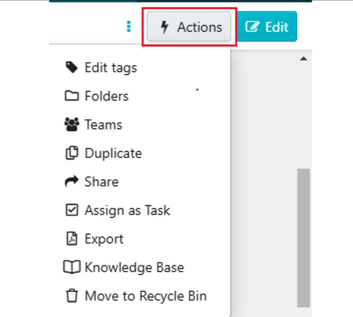 3. You can then click on the “Action” button to add a team, assign a task, export the procedure, and do a host of other things.