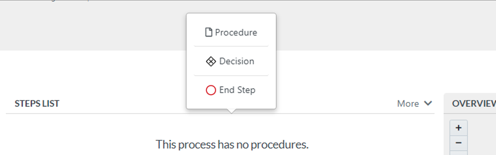 Choose your preference from the pop-up options based on the process you want to create.