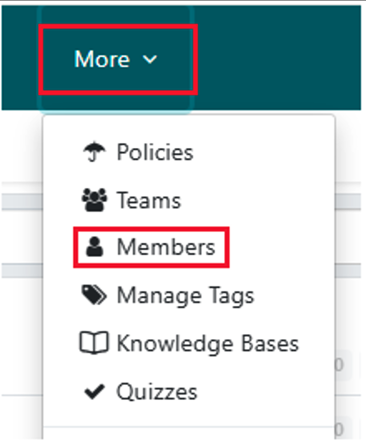 Click on “More” and select “Members” from the dropdown menu.