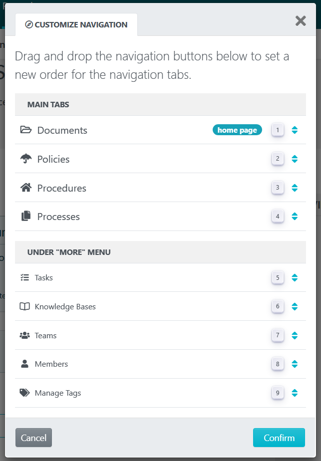 "Customize Navigation" Tab