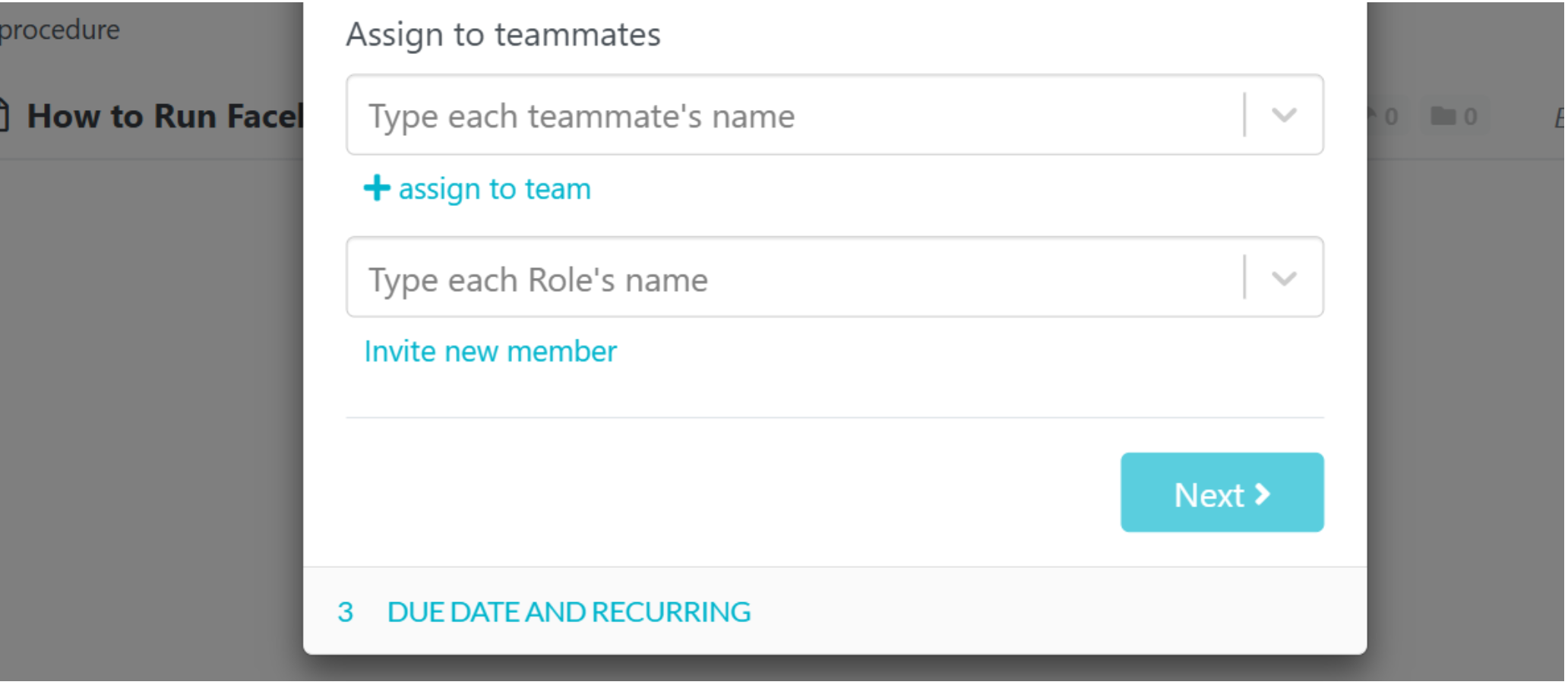 Select the assignees by choosing the employees or teams responsible for the task