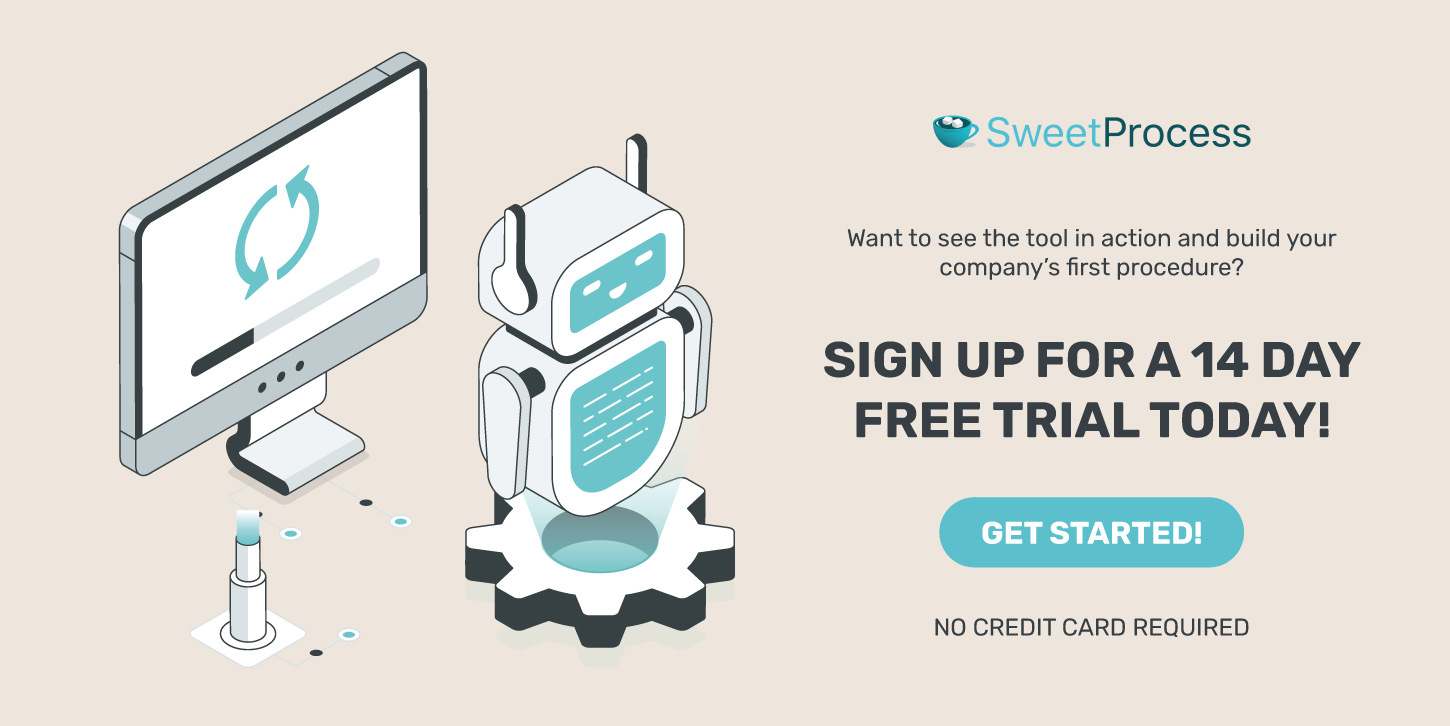 sign up for a 14 day free trial of SweetProcess