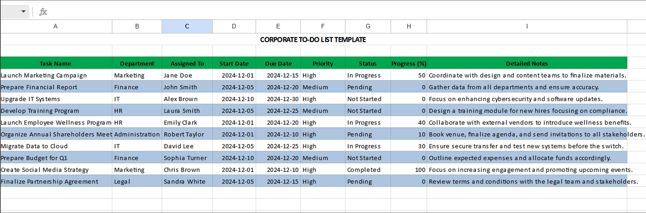 Corporate To-Do List Template sample