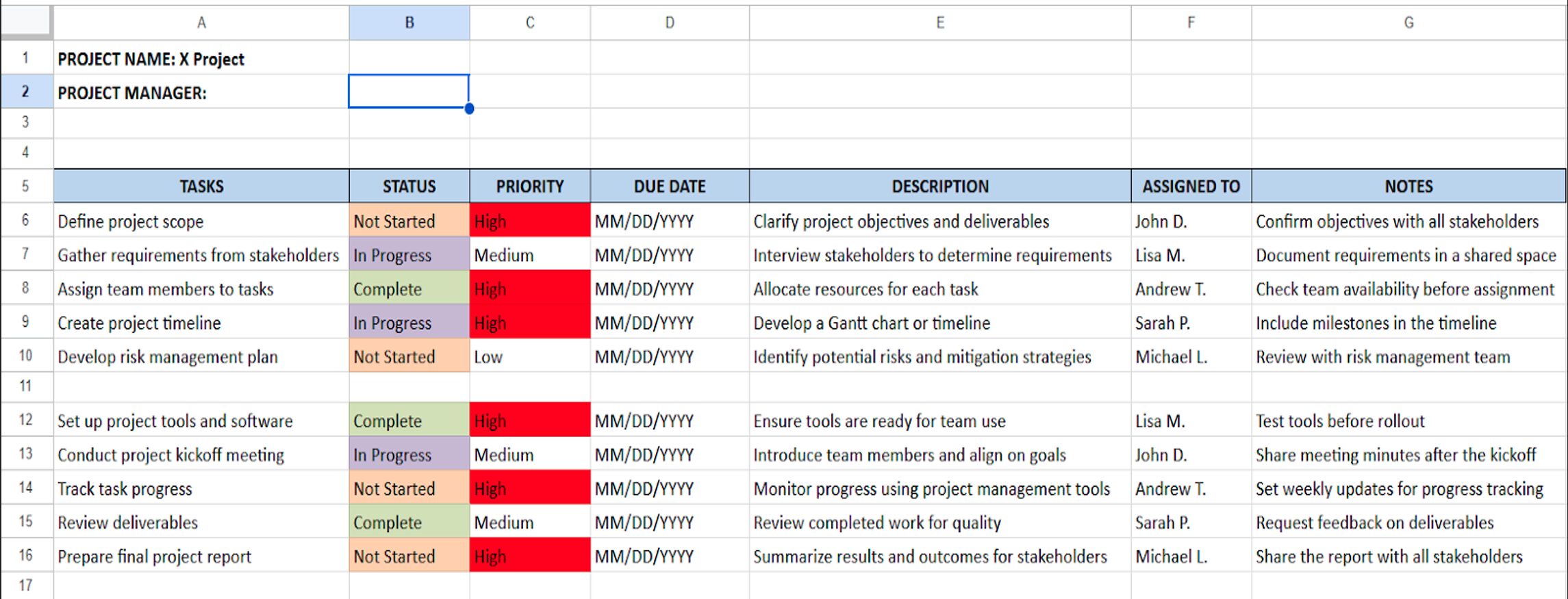 Project Management To-Do List Template sample