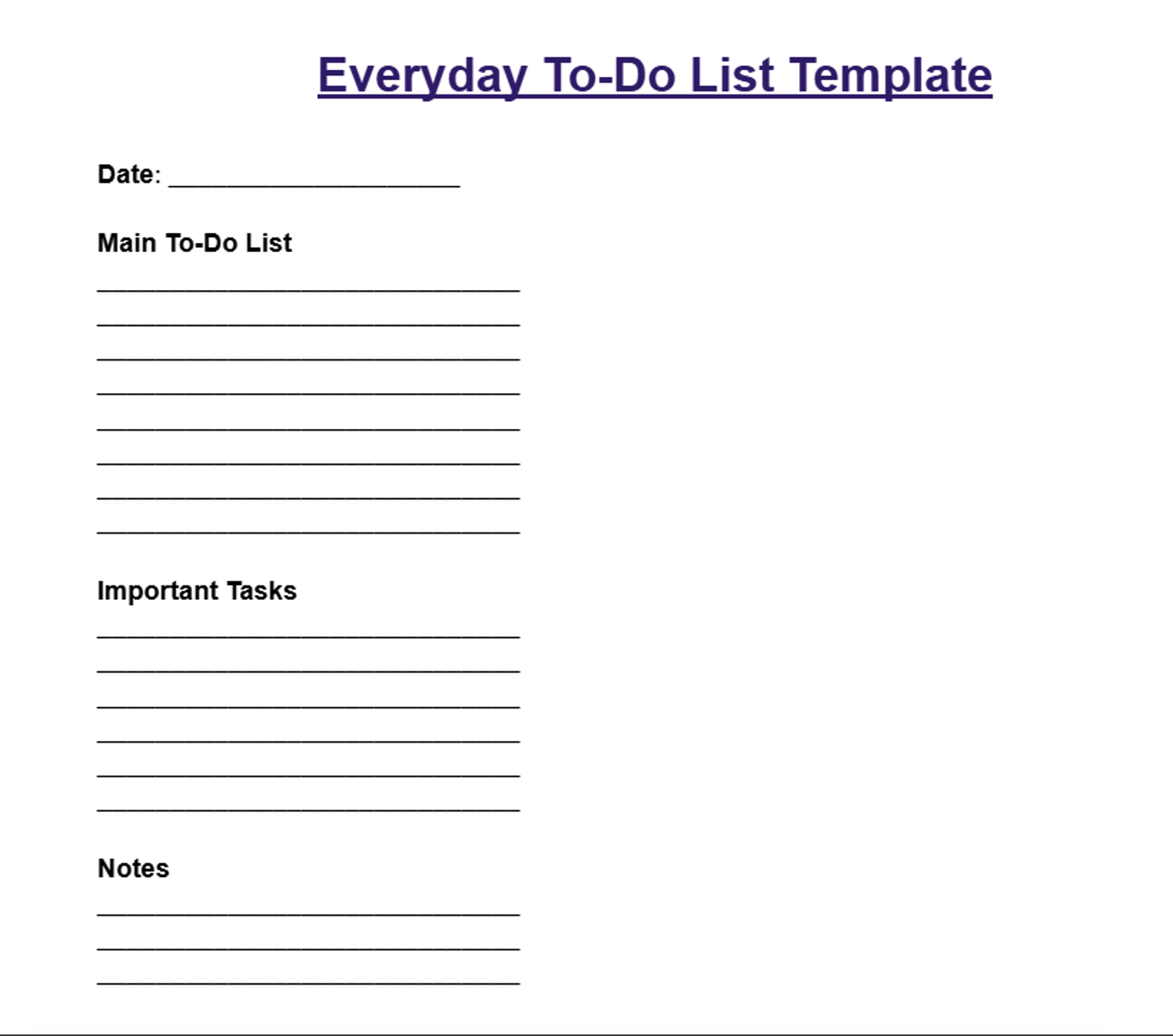 Everyday To-Do List Template