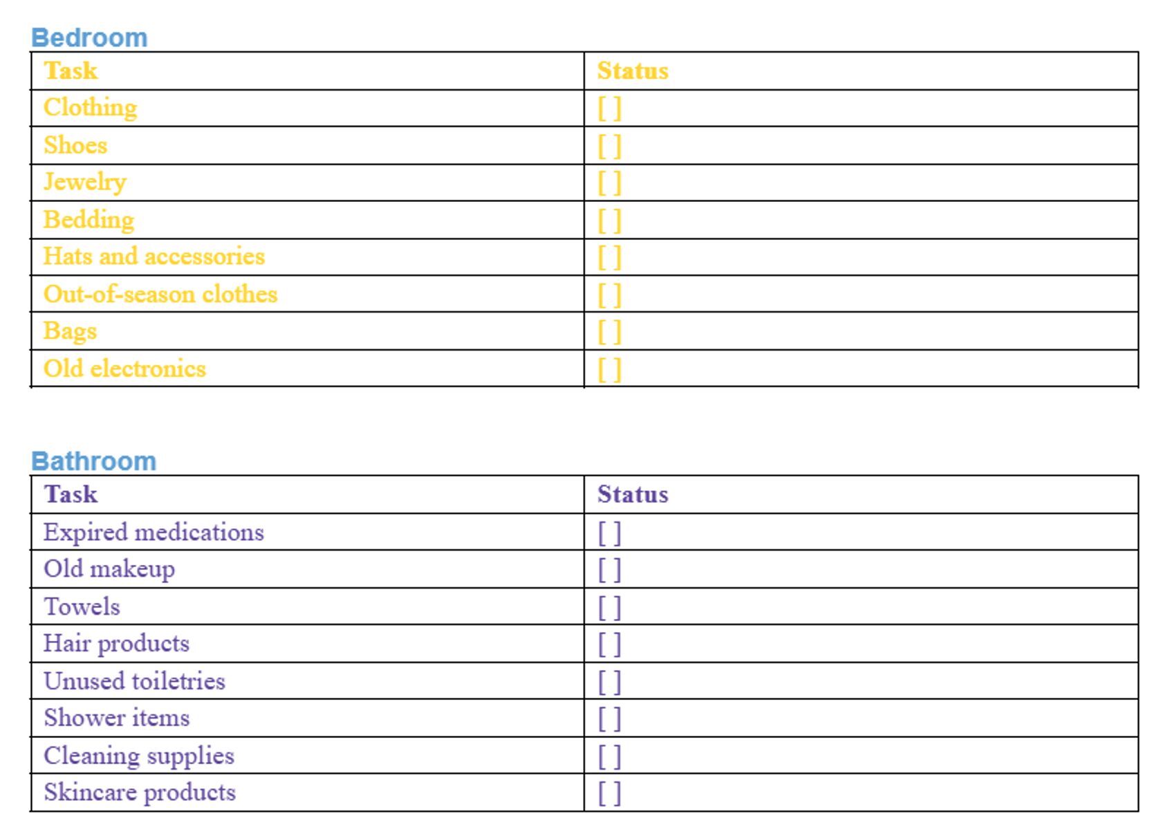 Decluttering To-Do List Template 2