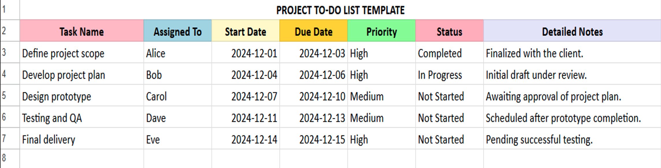 Project To-Do List Template