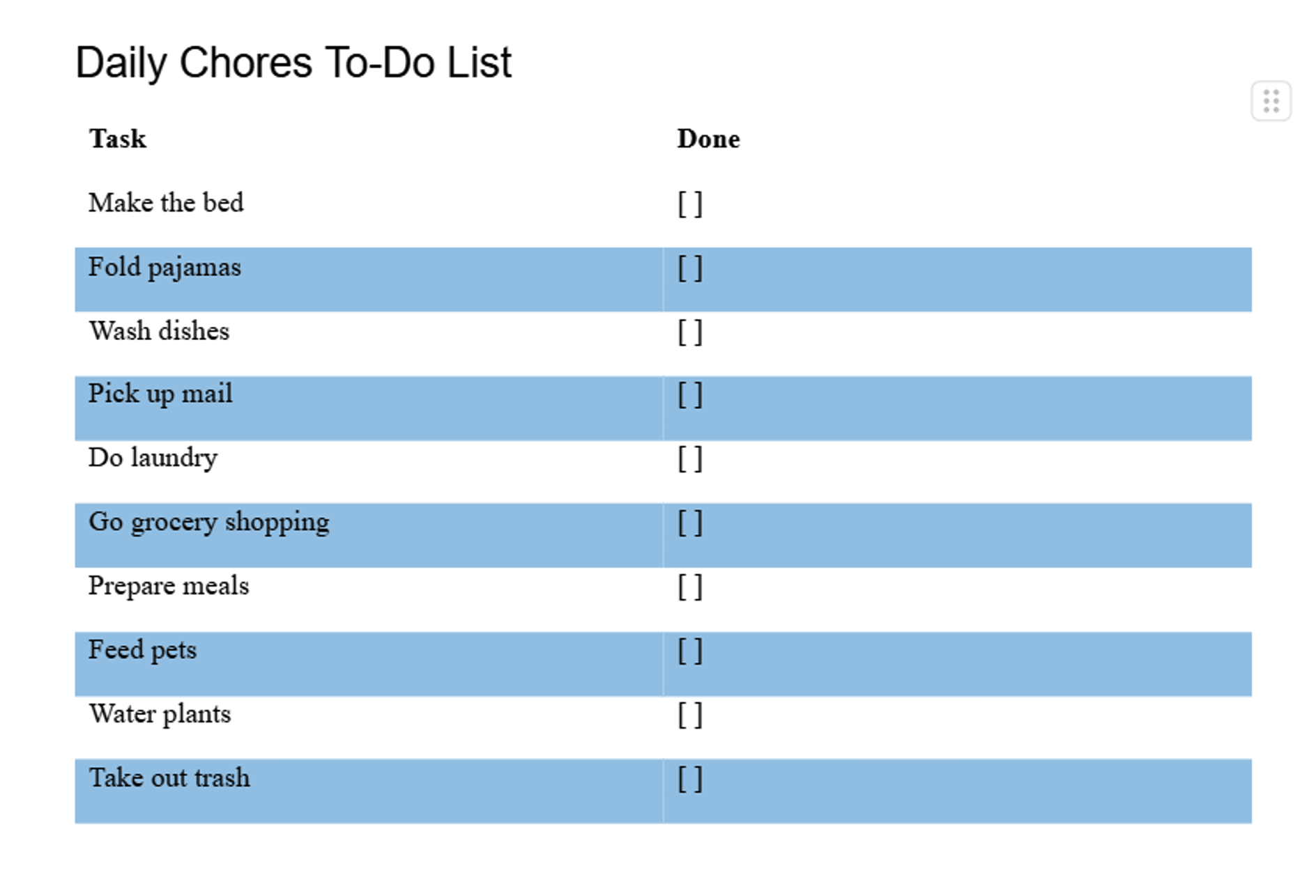 Daily Chores To-Do List Template