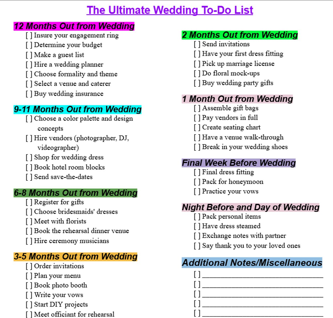 Wedding To-Do List Template 