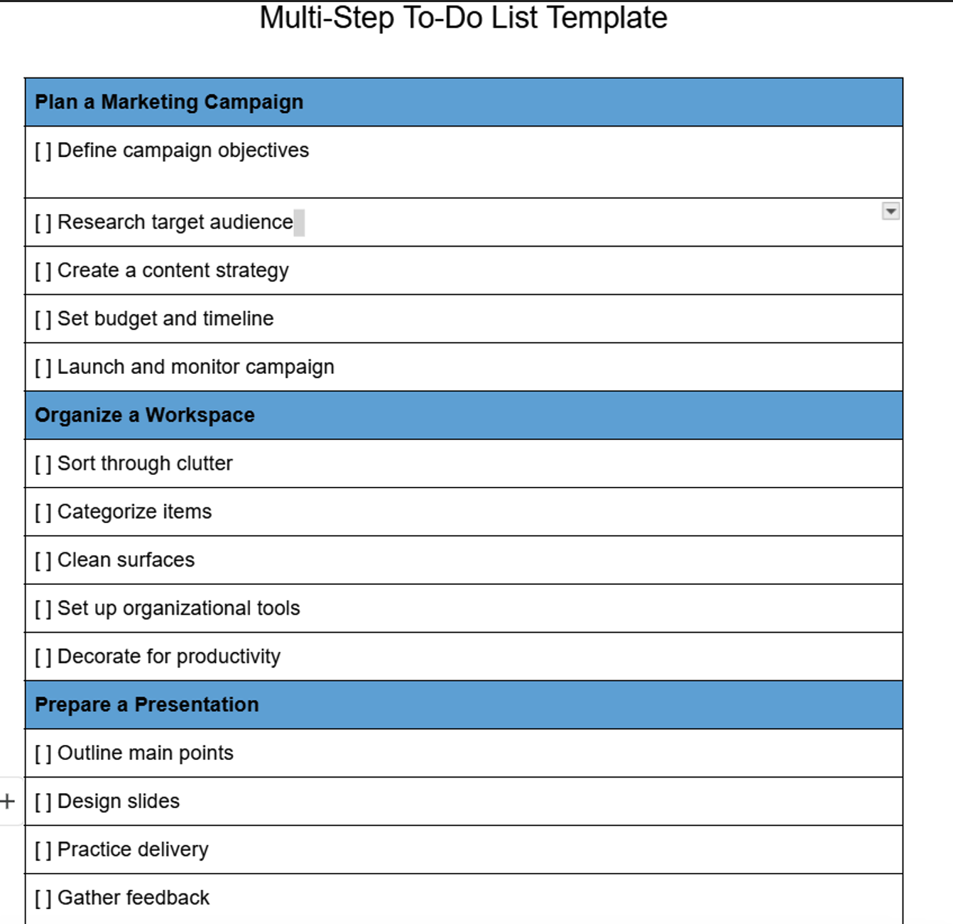 Multi-Step To-Do List Template